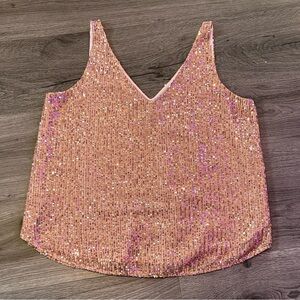 💙LOFT Sparkling Pink Sequin Crop Top Bold Beautiful Festive Chic Party Girl